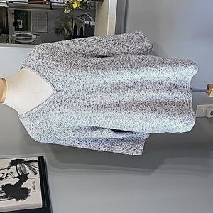 Chico's XL variegated yarn, v neck sweater. Slouchy. Pinks and blues. EXCELLENT.